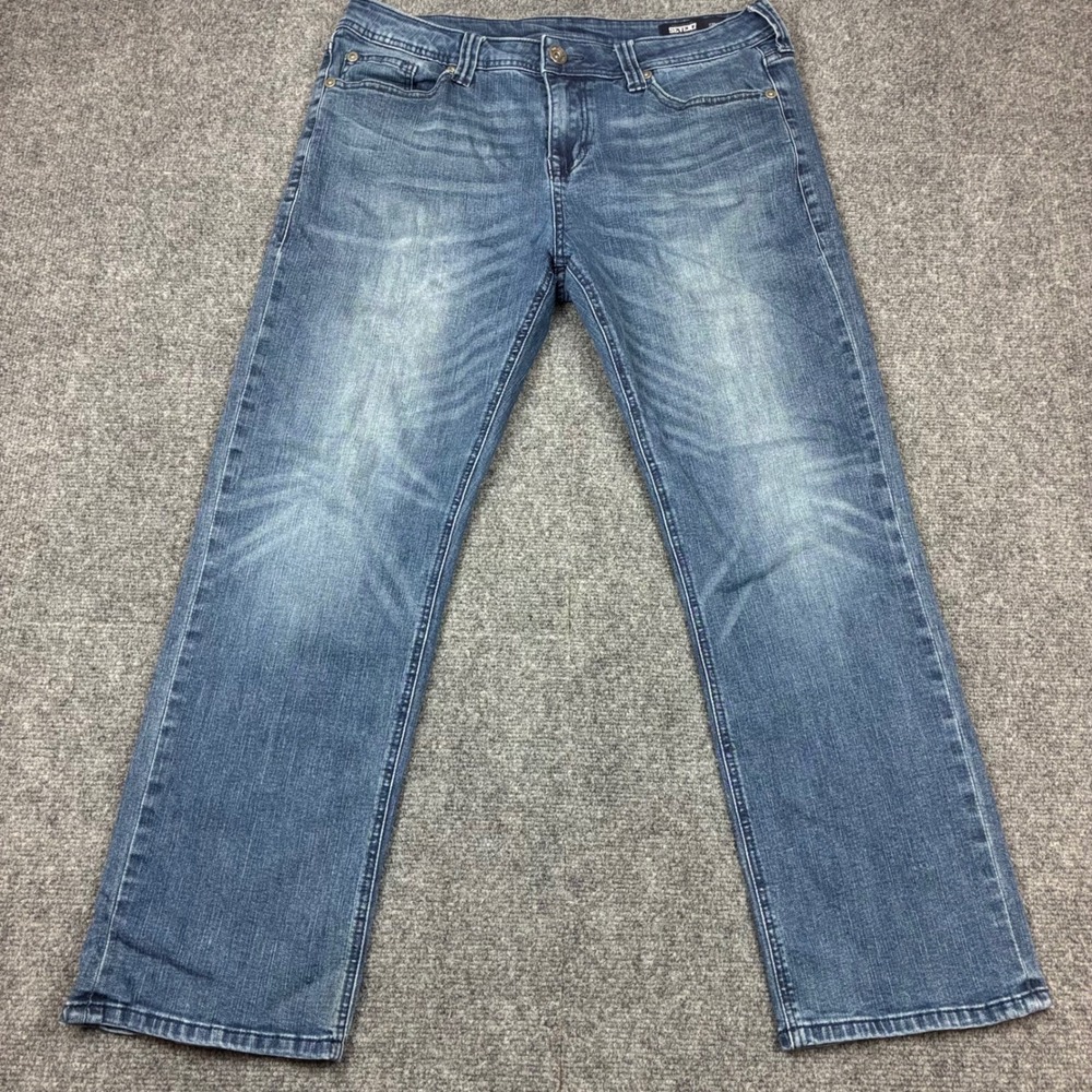 Seven7 Mens Straight Leg Jeans Medium Wash Blue Denim 34x30 Stretch W34 L30
